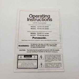 Panasonic Instruction Manual for CATV Converter Model TZ-PC170, 175, 171, &176